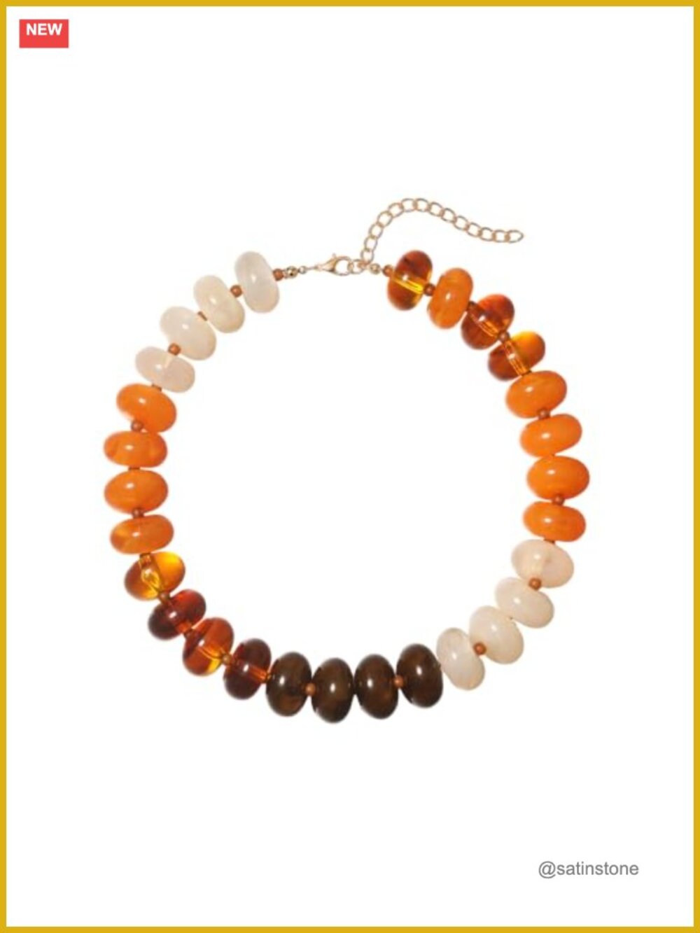 Chunky Beaded Necklace Acrylic Resin Rondelle Boho Choker Adjustable Necklace